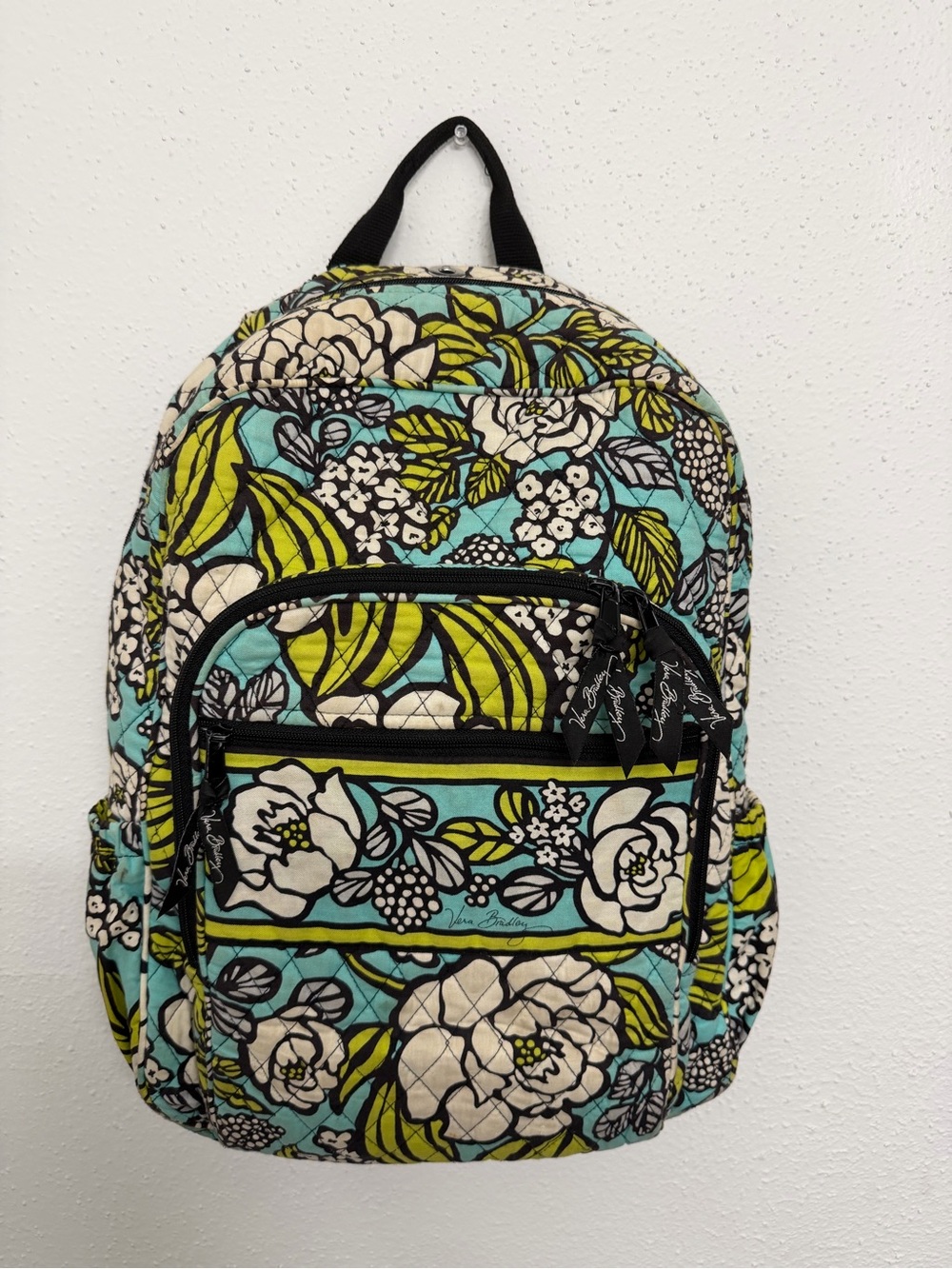 Vera Bradley Turquoise & Lime Floral Quilted Backpack